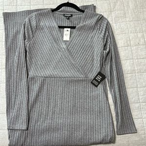 Ribbed grey maxi dress